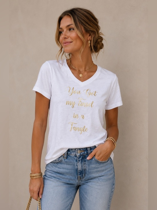 Draper James Tops - NEW • Draper James • You Got My Tinsel V Neck Tee